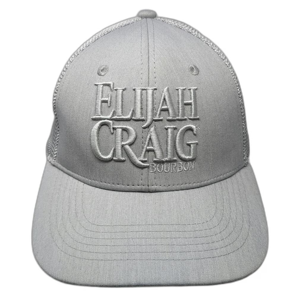 Elijah Craig Bourbon Trucker Hat Gray One Size Mesh Back Snapback Embroidery